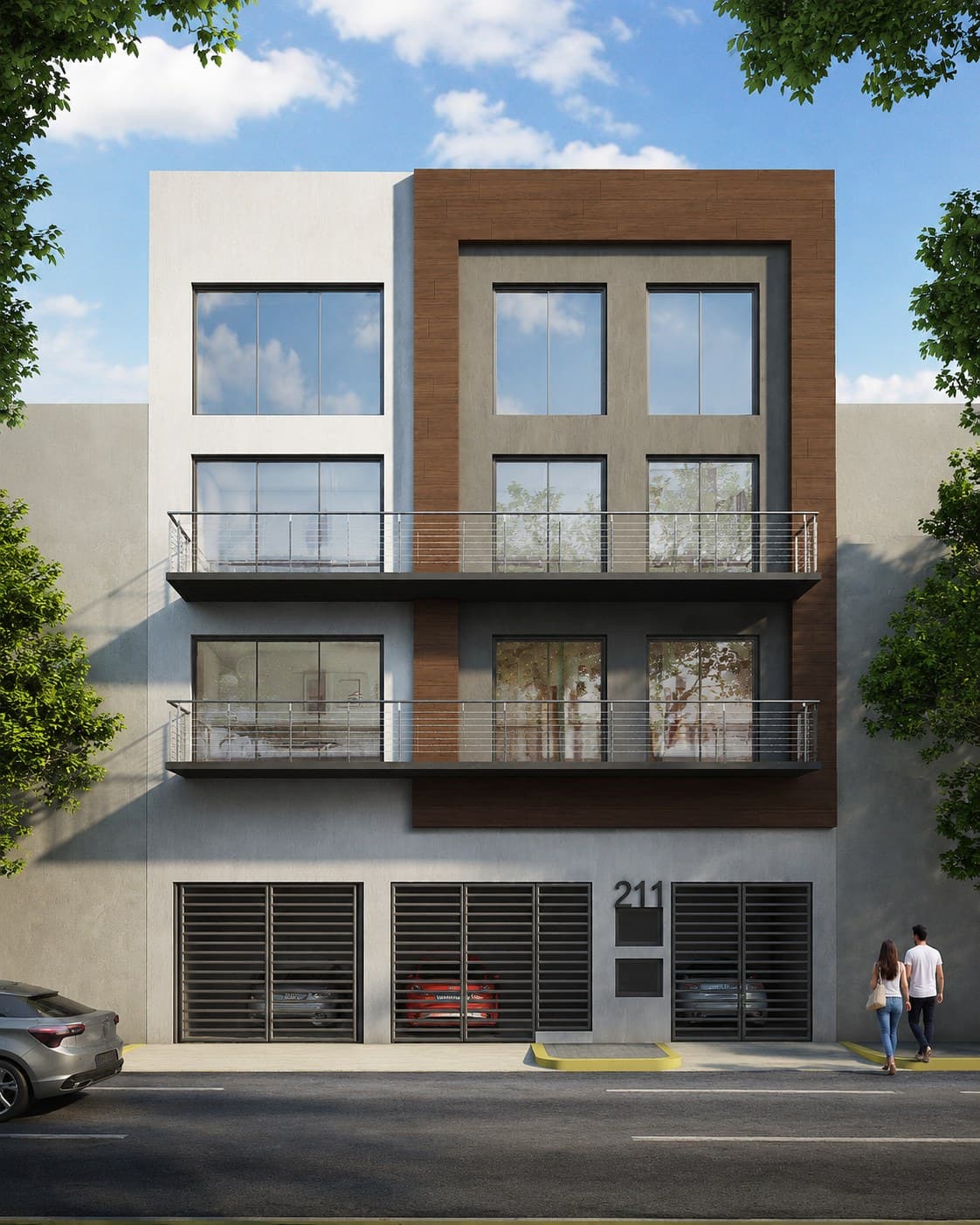Render de la fachada de Nova Popotla, departamentos en venta en Carrillo Puerto 211, colonia Popotla, Miguel Hidalgo CDMX