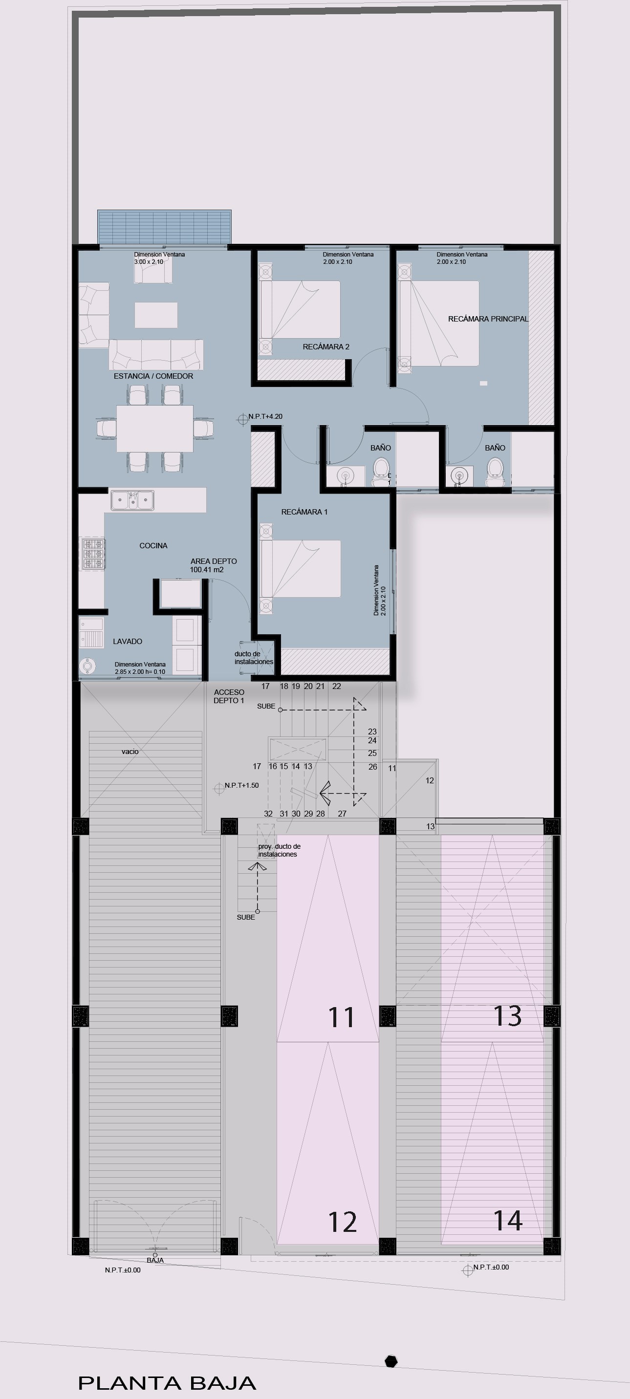 Plano de la planta baja de Nova Popotla, Popotla CDMX